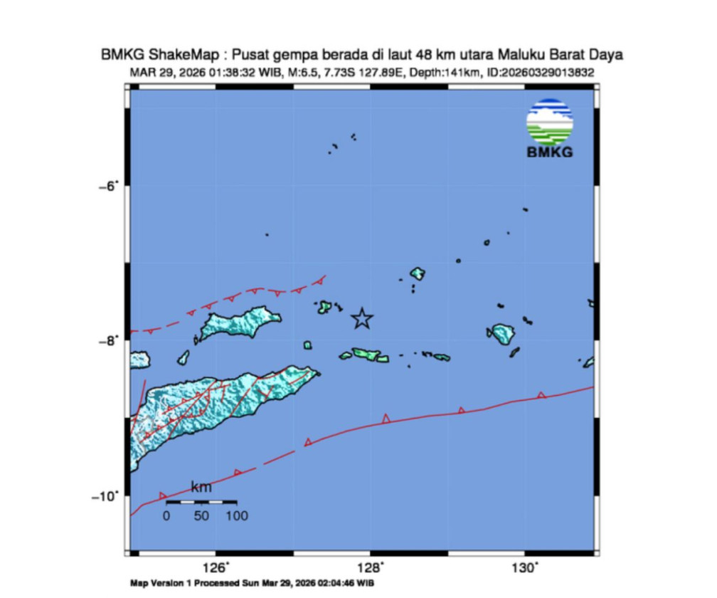 Gempa M6,5 Guncang Maluku Barat Daya Dini Hari