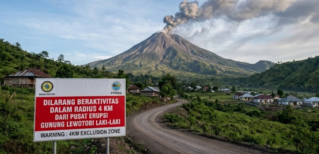 Gunung Lewotobi Laki-laki Erupsi, Radius Steril Ditetapkan
