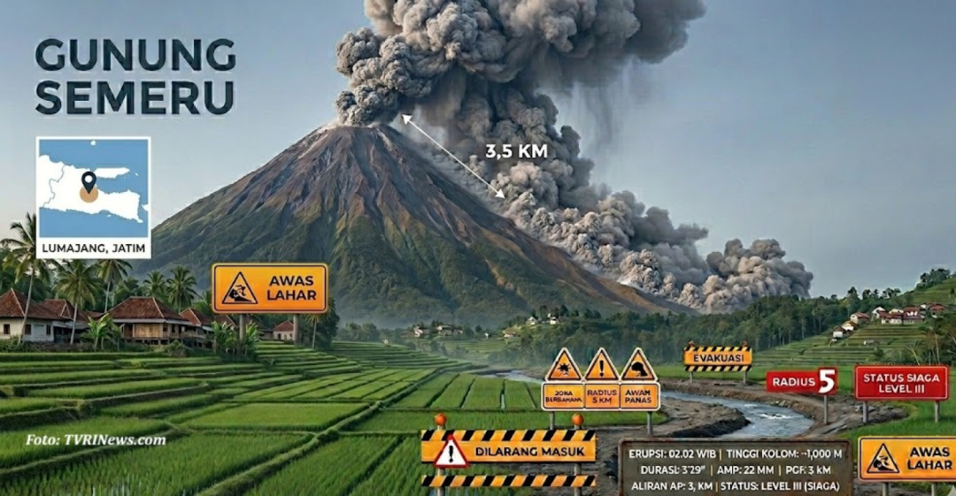 Gunung Semeru Erupsi, Luncurkan Awan Panas