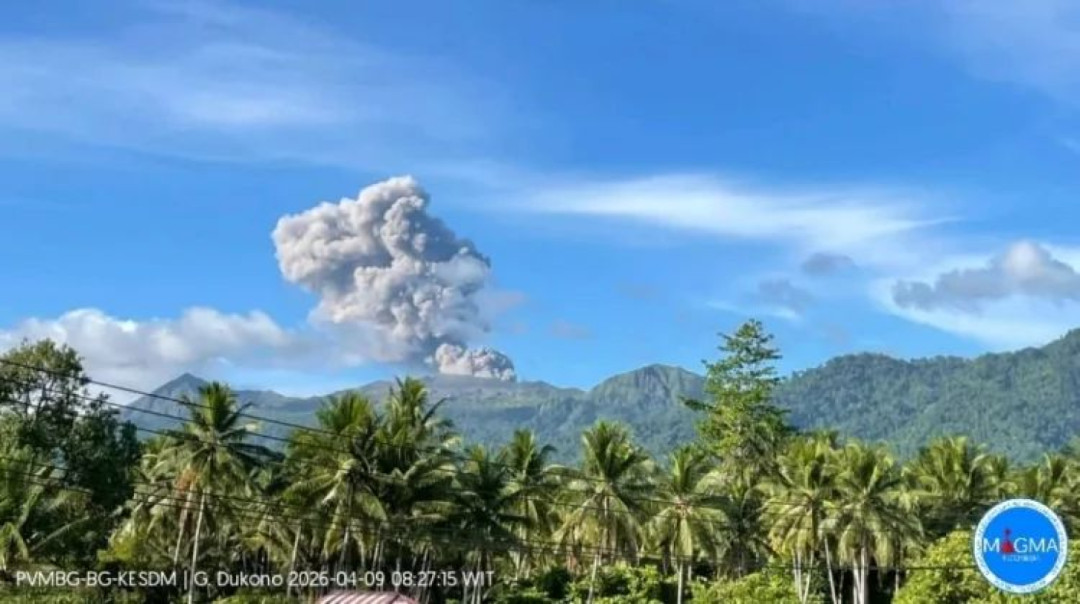 Aktivitas Gunung Dukono Tinggi, 57 Letusan Terjadi dalam Sehari
