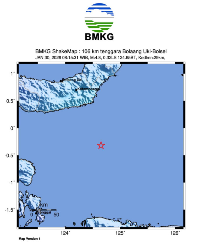 Gempa M5,1 Guncang Bolaang Uki, Dirasakan hingga Minahasa Tenggara