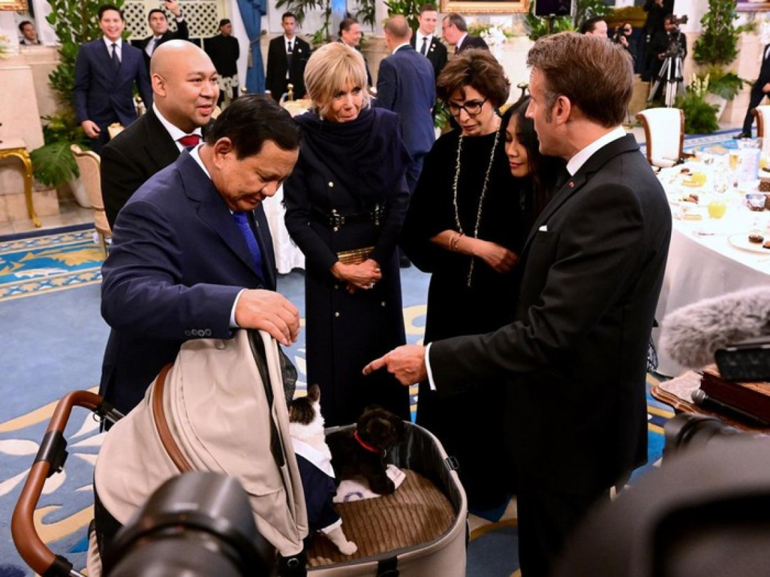 Kucing Presiden Prabowo Curi Perhatian Presiden Prancis Macron di Jamuan Kenegaraan
