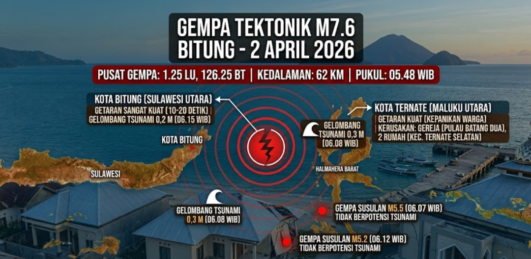 BNPB Pantau Tsunami Kecil Pasca Gempa Bitung