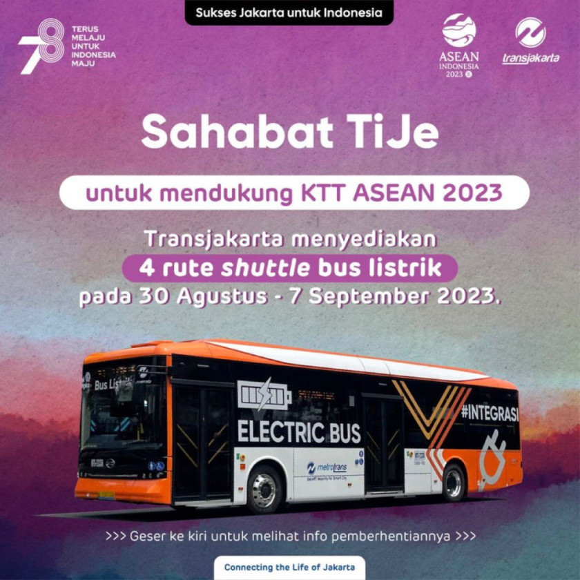 Sukseskan KTT ASEAN Ke-43, TransJakarta Sediakan 4 Layanan Shuttle Bus Listrik Gratis