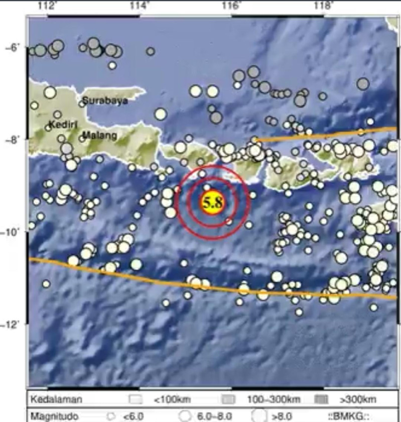 Bali Diguncang Gempa 5,8 Magnitudo