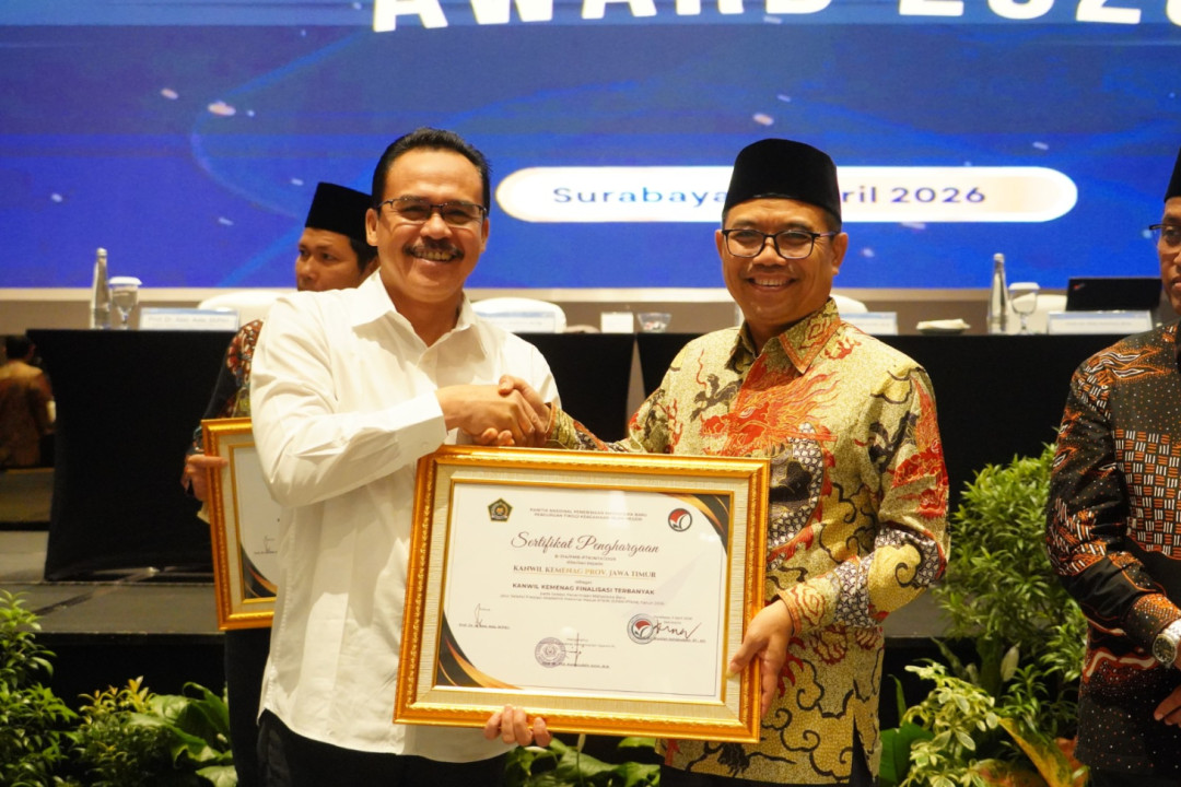 Kanwil Kemenag Jatim Raih Penghargaan Finalisasi Terbanyak pada SPAN-PTKIN Award 2026
