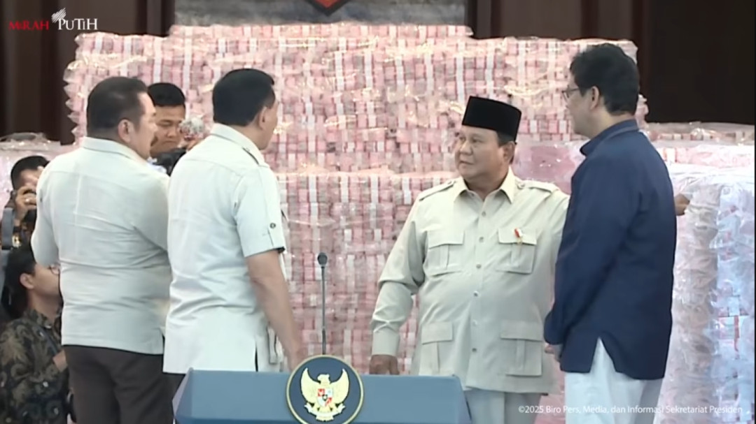 Presiden Prabowo Saksikan Penyerahan Uang Hasil Penyelamatan Keuangan Negara Rp6.625 T