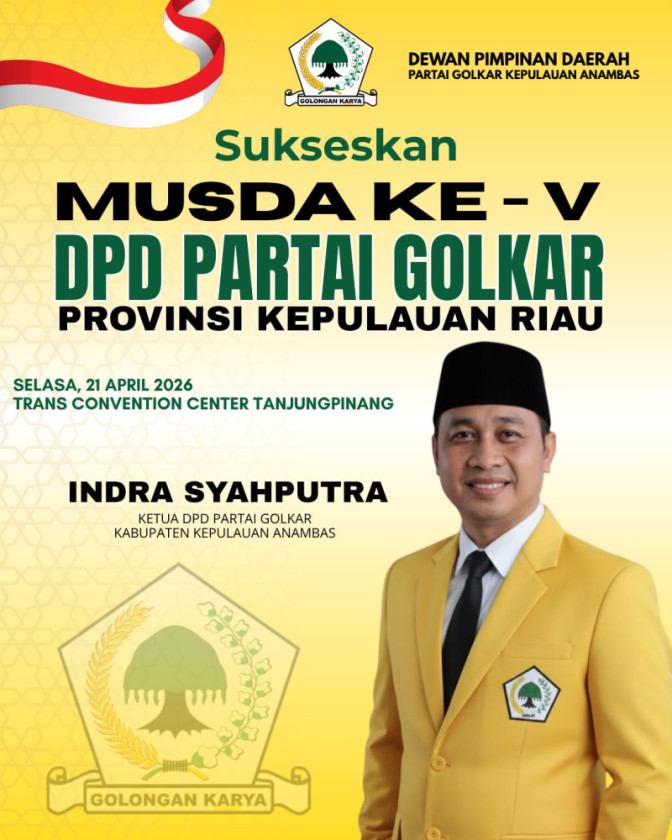 Sambut Musda Golkar Kepri 2026, Indra Pastikan Kader Anambas Solid Dukung