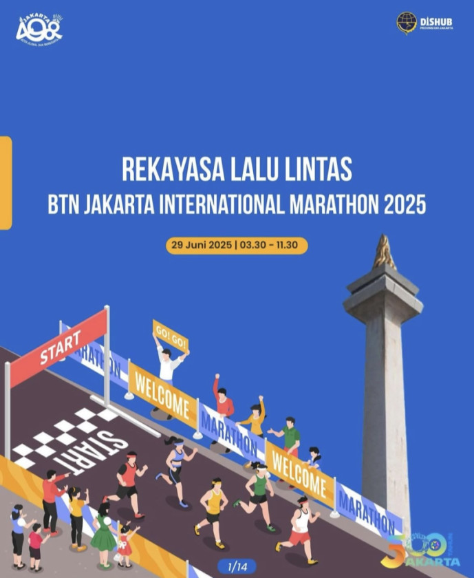 32 Ruas Jalan Ditutup Mulai Pagi Dini Hari untuk Jakarta International Marathon