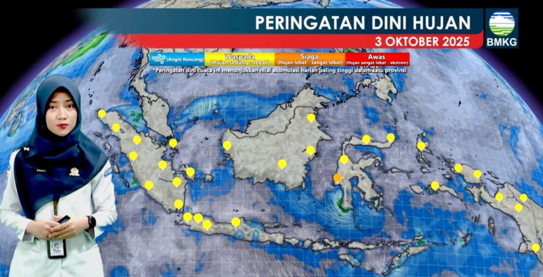 BMKG: Sejumlah Wilayah di Indonesia Berpotensi Diguyur Hujan Hari Ini