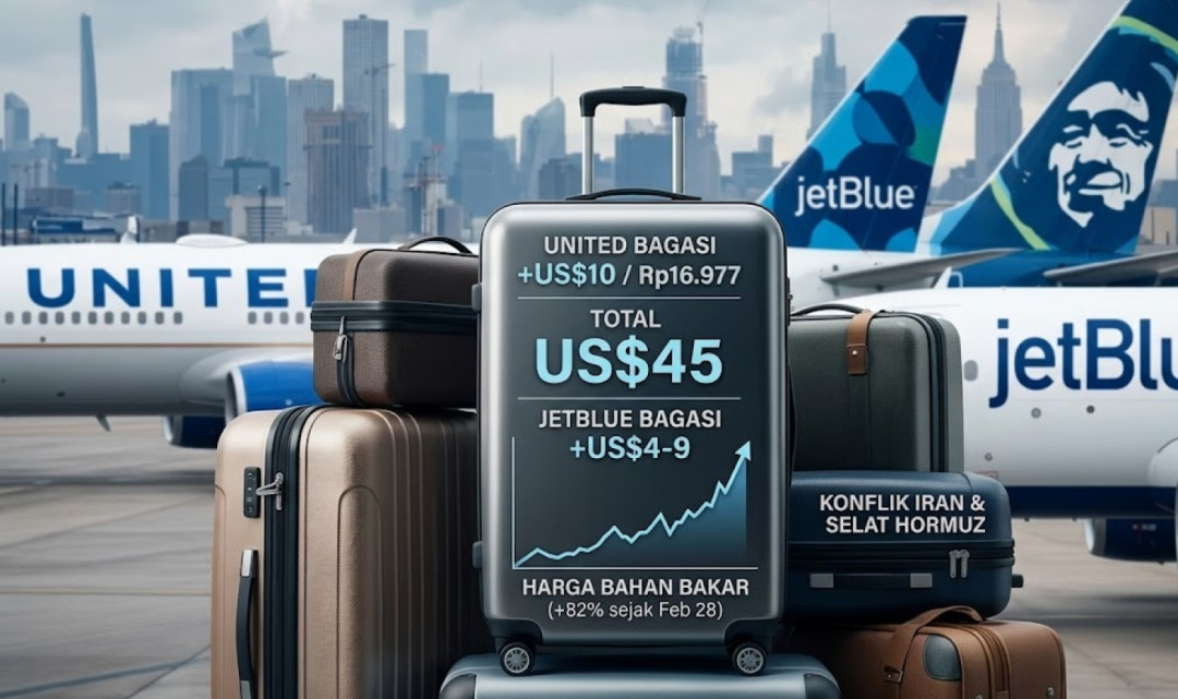 JetBlue dan United Airlines Naikkan Biaya Bagasi