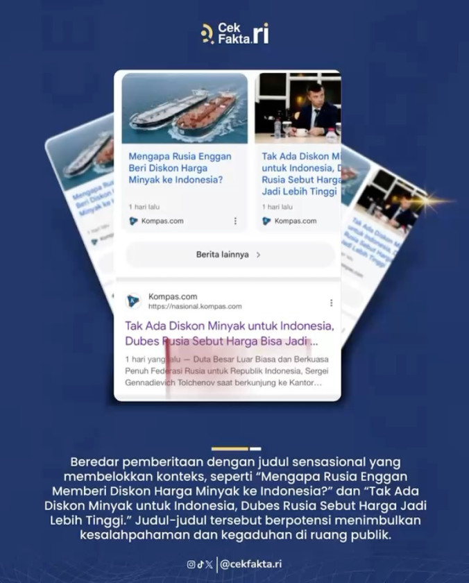 Isu Diskon Minyak Dibantah, Rusia Ikuti Mekanisme Pasar Global