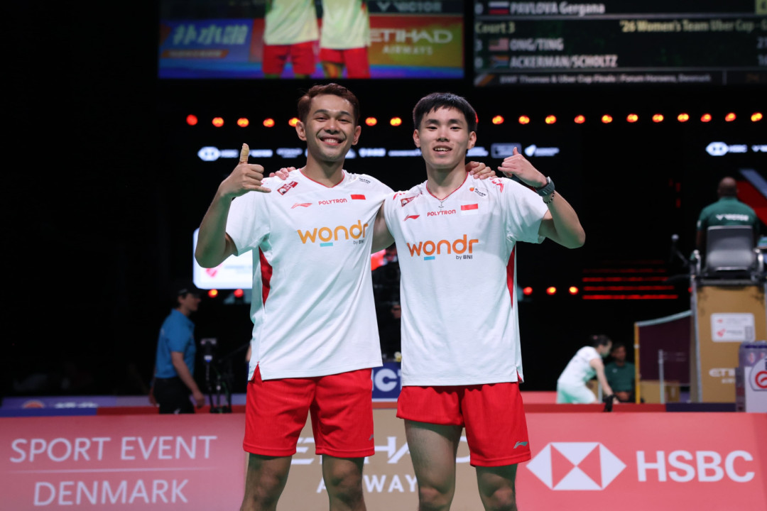 Piala Thomas 2026: Fajar/Joaquin Samakan Kedudukan, Indonesia 2-2 Tailan