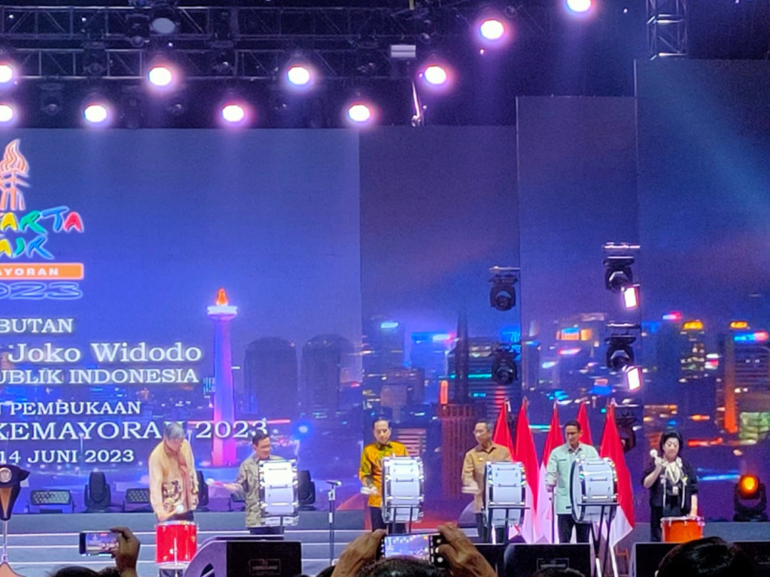 Presiden Jokowi hingga Sandiaga Uno Pukul Bass Drum, Tanda Dimulainya Jakarta Fair 2023