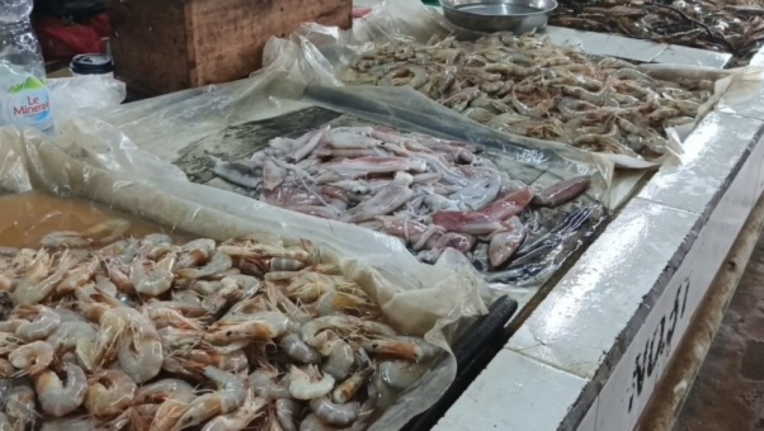 Harga Cumi dan Udang Turun di Pasar Parittiga, Daya Beli Warga Tetap Lesu