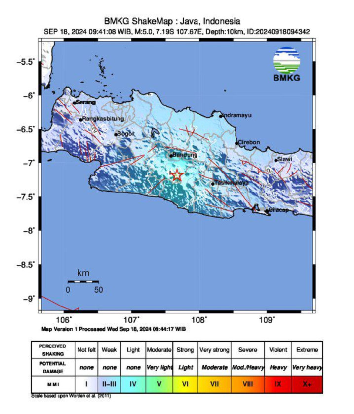 Gempa Bumi 5.0 SR Guncang Jawa, Tidak Berpotensi Tsunami