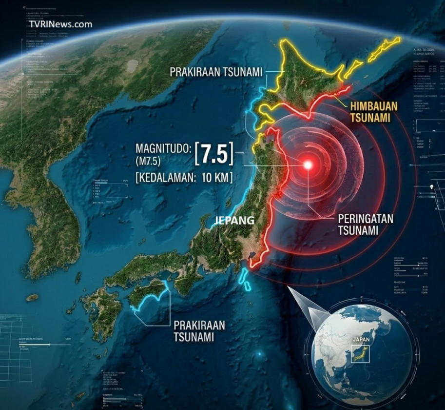 Jepang Waspada Tsunami Usai Gempa Susulan  M7,5
