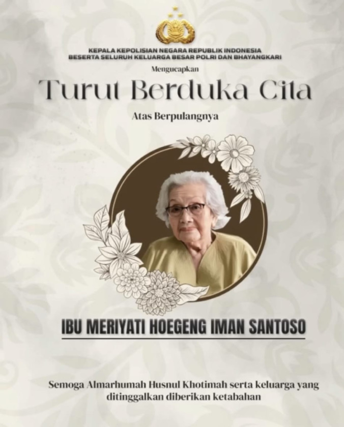 Istri Mantan Kapolri Hoegeng Iman Santoso, Meriyati Hoegeng Wafat di Usia 100 Tahun