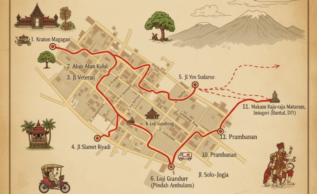 Kereta Kuda Bawa Jenazah Raja Melintasi Pusat Kota, Ini Rute Lengkapnya.