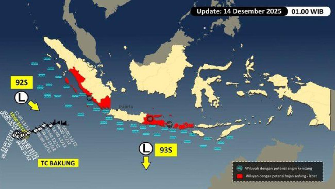 BMKG Pantau Siklon Tropis Bakung di Perairan Barat Daya Lampung