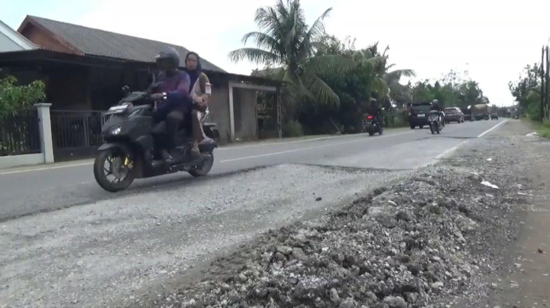 Baru Diperbaiki, Jalan Lintas Timur Sumatera Jambi-Pekanbaru Kembali Rusak