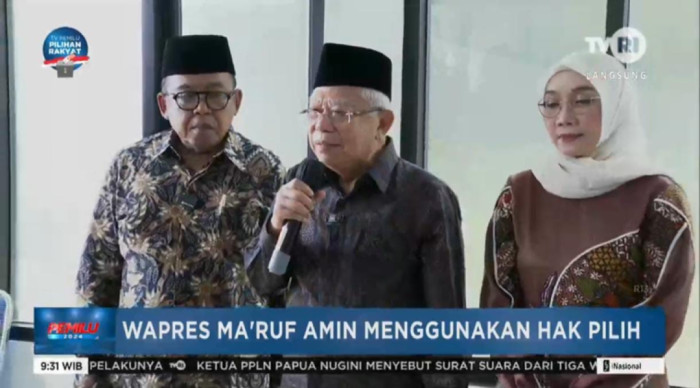 Usai Gunakan Hak Pilihnya, Wapres Ma'aruf Amin: Pemilu berharap Berlangsung Damai, Jurdil, Luber