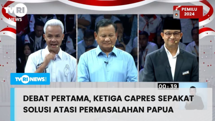 Debat Pertama, Ketiga Capres Sepakat Solusi Atasi Permasalahan Papua