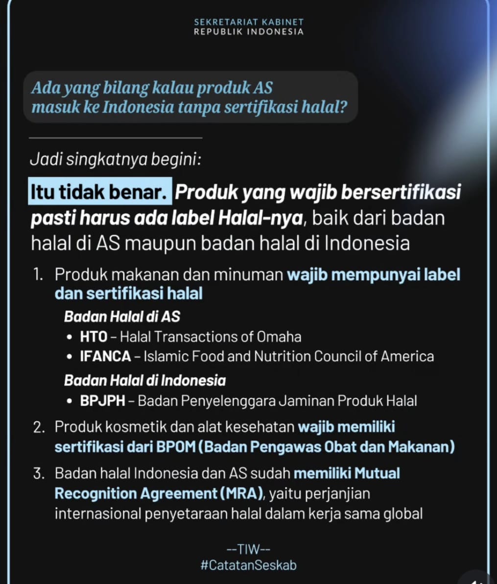 Postingan catata TW (Foto: @sekretaria.kabinet)